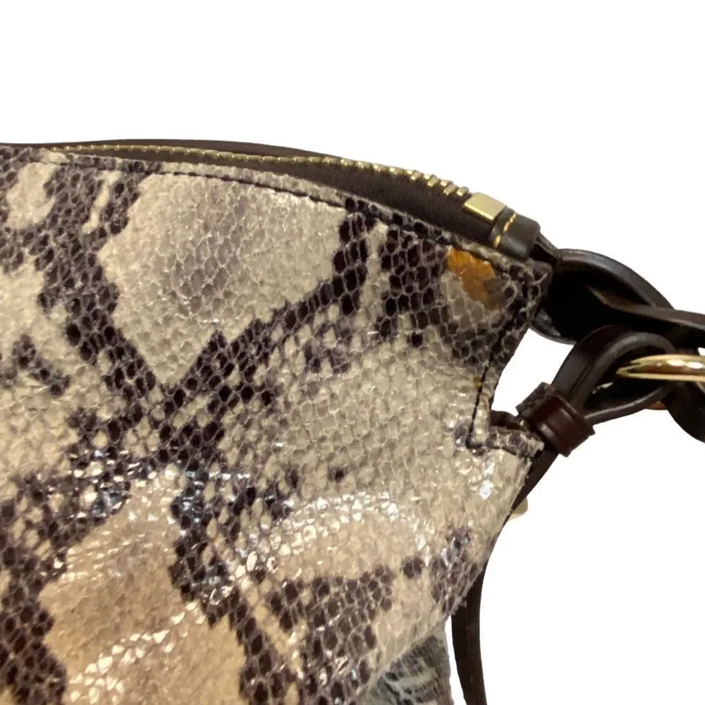 Dooney & Bourke Brown Leather Snake Skin printed Large Hobo Shoulder Bag